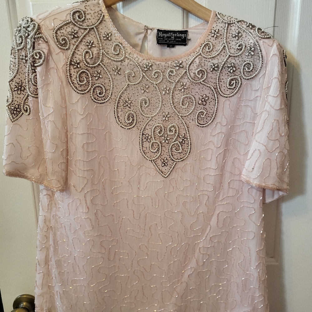 Royal Feelings pink sequin blouse  sz medium